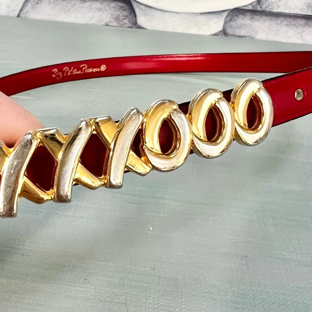 Vintage Paloma Picasso Italian Red Leather XXXOOO Belt - Picture 4 of 10